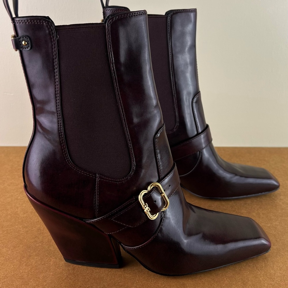 NEW SAM EDELMAN BUCKLE WESTERN BOOTIES - Picture 3 of 12